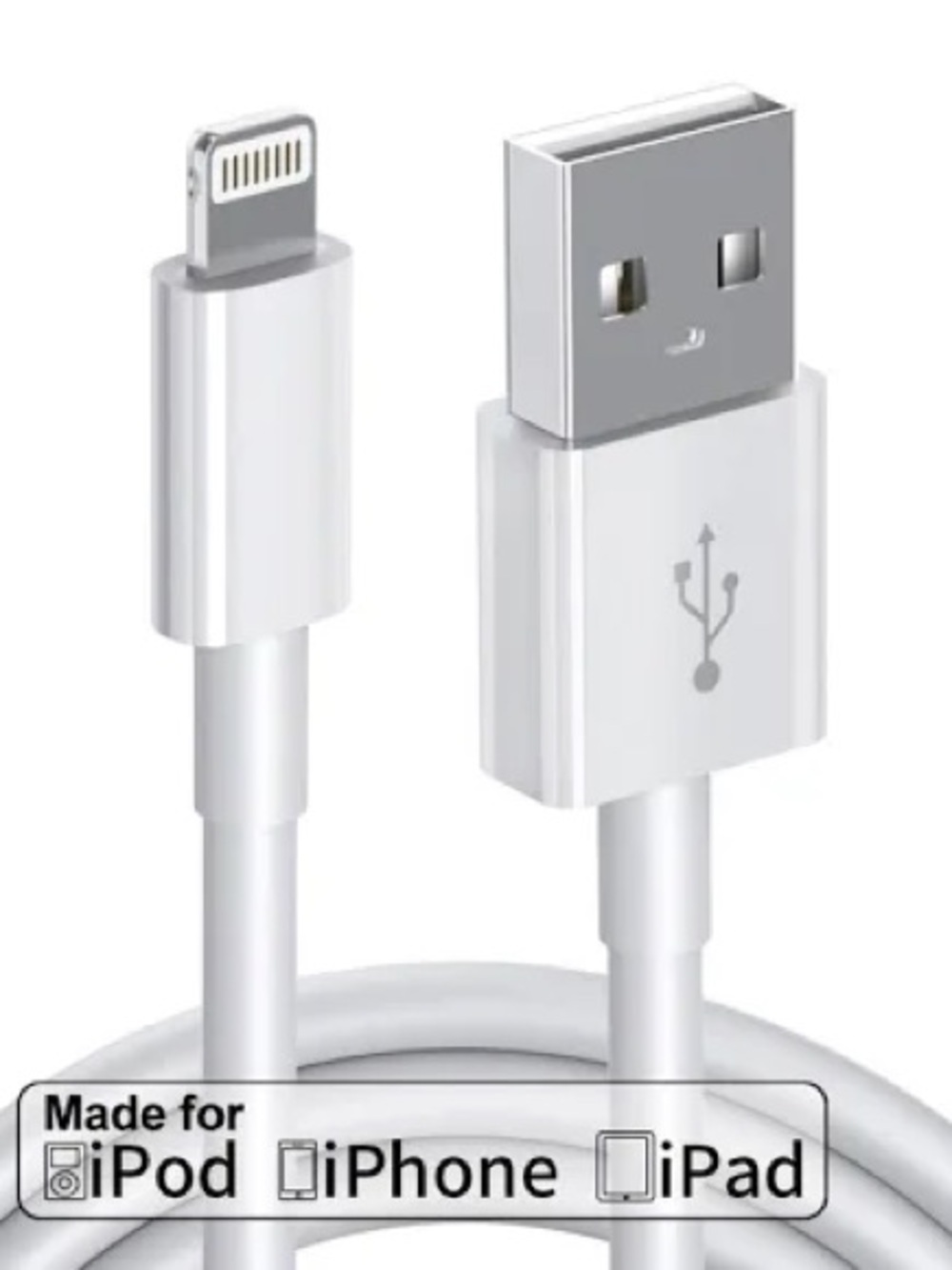 White USB-A to Lightning Charging Cable